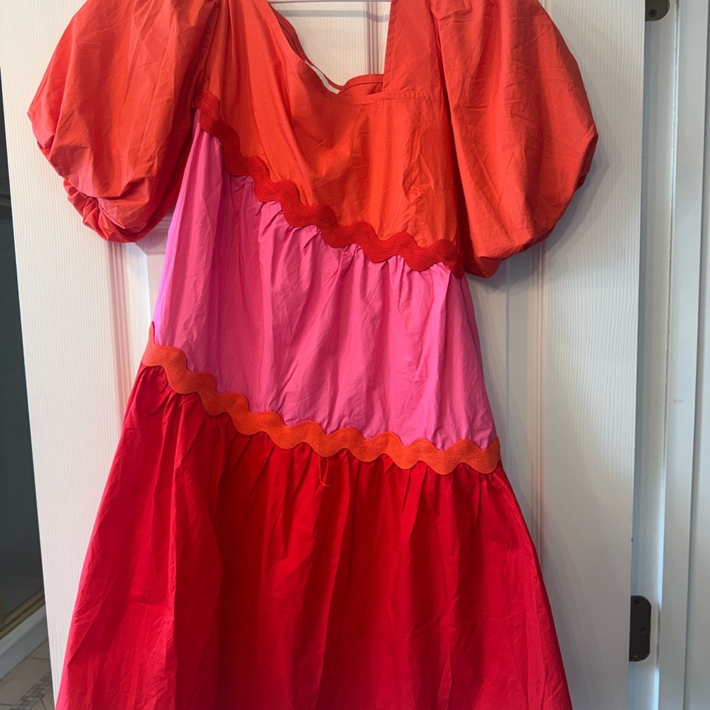 Colorful Puff Sleeve Dress